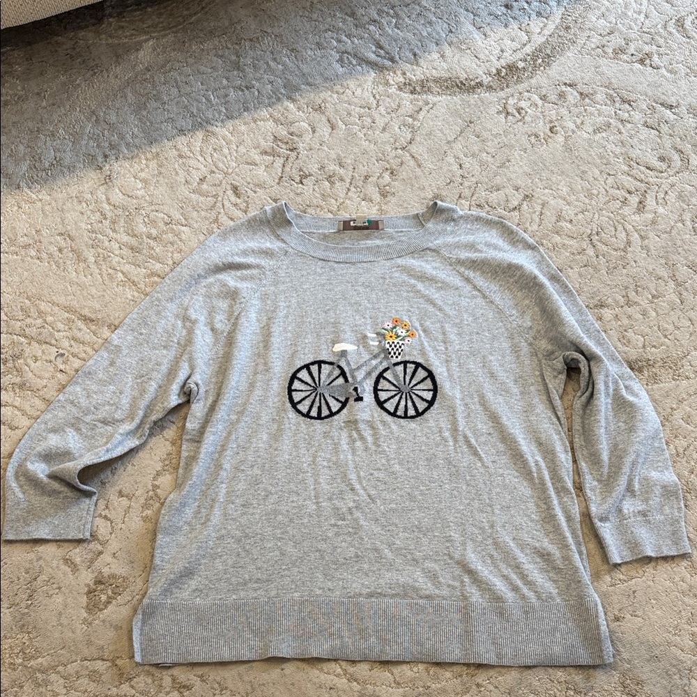 LOFT Heather Gray Knit Sweater Shirt